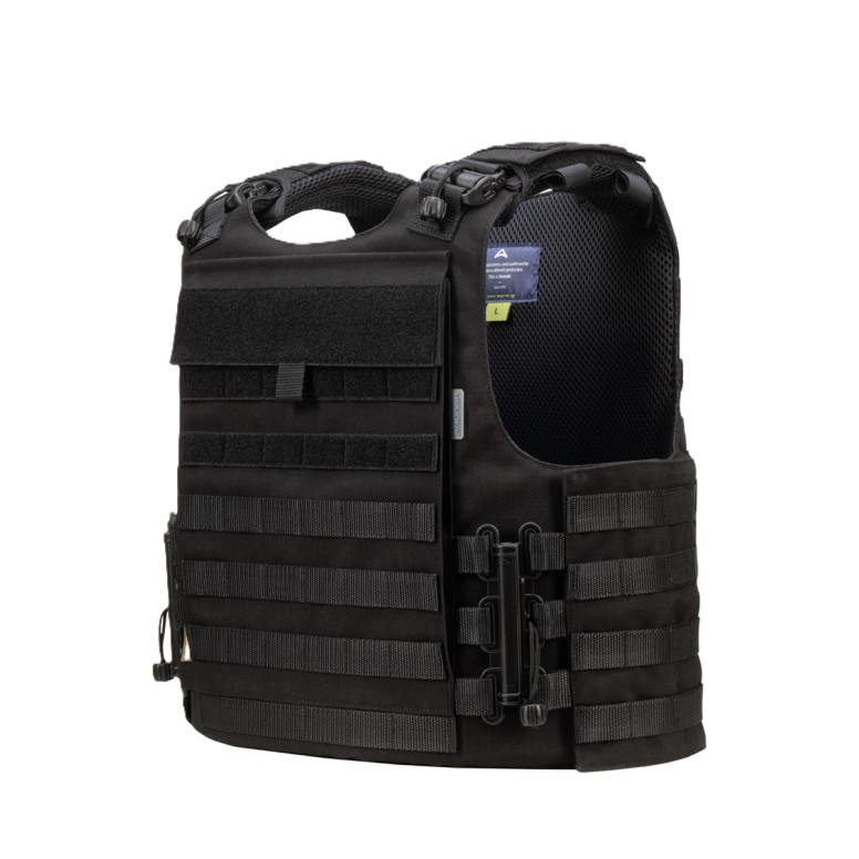 Anorak Tactical QR I Φορέας εξωτερικού τύπου ταχείας απελευθέρωσης με σύστημα "PALS", σε μαύρο χρώμα.