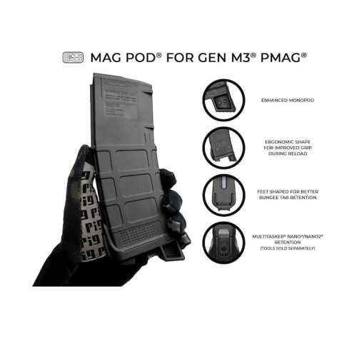 MULTITASKER MAGPOD BASE PLATE FOR GEN3 PMAG 3-PACK - BLK