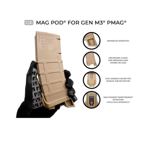 MULTITASKER MAGPOD BASE PLATE FOR GEN3 PMAG 3-PACK - TAN