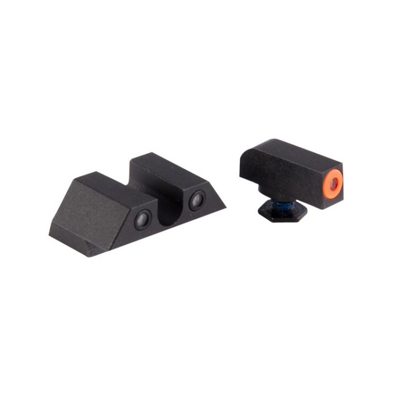 Night Fision Night Sight Set for Glock 17/19/34 - Orange Front Ring, Square Notch Black Rear Rings