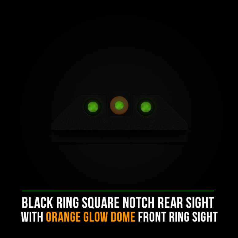 Night Fision Night Sight Set for Glock 17/19/34 - Orange Front Ring, Square Notch Black Rear Rings