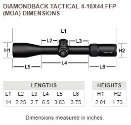 Diamondback Tactical 4-16x44 FFP Dimensions