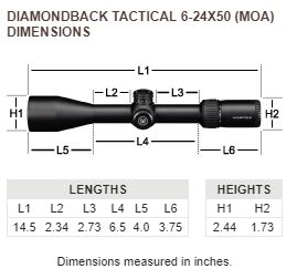 Diamondback Tactical 6-24x50 FFP Dimensions